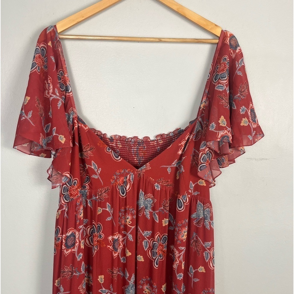 Sachin & Babi Kara maxi dress smock flutter sleeves floral length size 12 - Picture 4 of 11